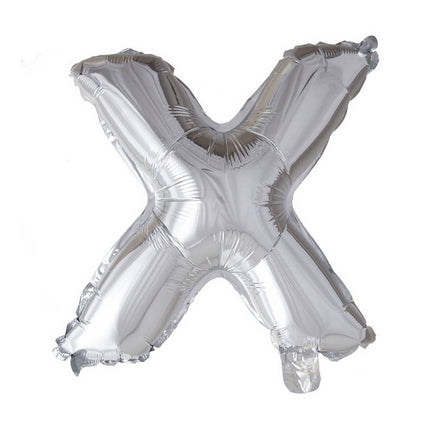 Folie Ballon Letter x Zilver XL 102cm leeg van WeFiesta koop je bij Partywinkel