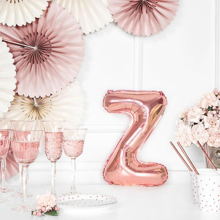 Folie Ballon Letter Z Rose Goud Leeg 35cm van Partydeco koop je bij Partywinkel