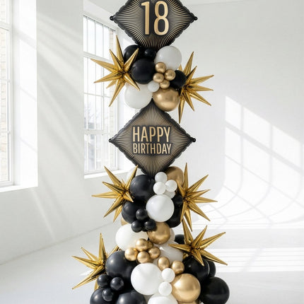 Folie Helium Ballon 18 Jaar Zwart Goud 46cm Leeg van Partydeco koop je bij Partywinkel