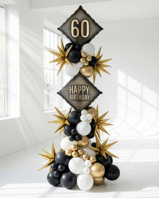 Folie Helium Ballon 60 Jaar Zwart Goud 46cm Leeg van Partydeco koop je bij Partywinkel
