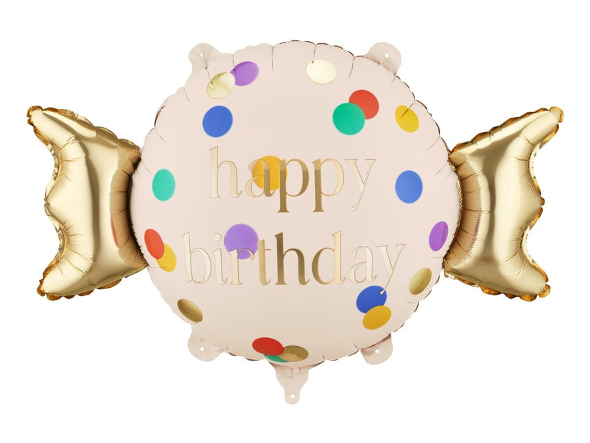Folieballon Candy Happy Birthday, 61x37 cm, mix van Partydeco koop je bij Partywinkel