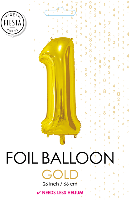 Folieballon Cijfer 1 Goud 66cm van WeFiesta koop je bij Partywinkel