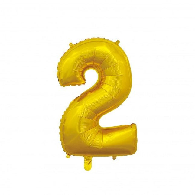 Folieballon Cijfer 2 Goud 66cm van WeFiesta koop je bij Partywinkel