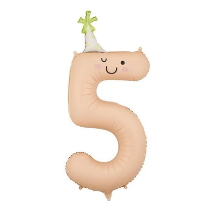 Folieballon met het cijfer "5", 86 cm, perzikkleurig van Partydeco koop je bij Partywinkel
