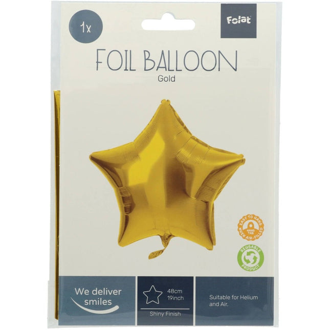 Folieballon Stervormig Goudkleurig - 45 cm van Folat koop je bij Partywinkel