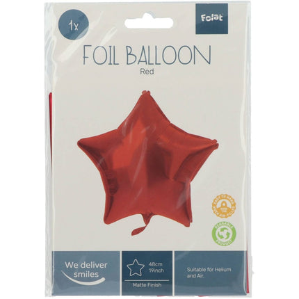 Folieballon Stervormig Rood Metallic Mat - 45 cm van Folat koop je bij Partywinkel