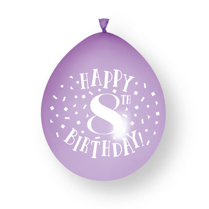 10 kpl Hyvää 8. syntymäpäivää 23cm" lateksi ilmapallot