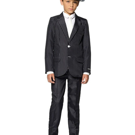 Gangster Krijtstreep Zwart Pak Jongen Suitmeister van Suitmeister koop je bij Partywinkel