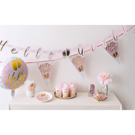Geboorte Bekers Hello Girl Papier 210ml 10st van Boland koop je bij Partywinkel
