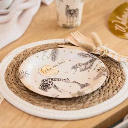 Geboorte Borden Safari 18cm 8st van Haza Witbaard koop je bij Partywinkel