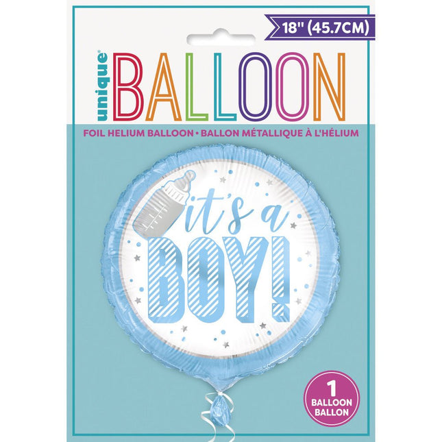 Geboorte Helium Ballon It's A Boy Blauw 45cm leeg van Unique koop je bij Partywinkel