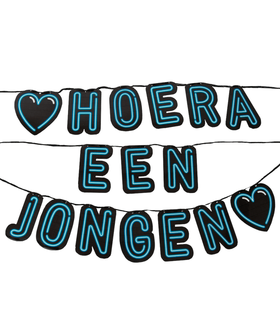 Geboorte Letterslinger Hoera een Jongen Neon 5m van Paper Dreams koop je bij Partywinkel