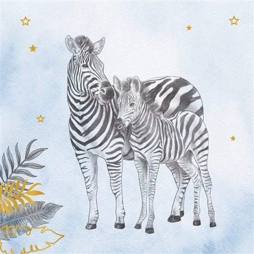 Geboorte Servetten Blauw Safari 25cm 20st van Haza Witbaard koop je bij Partywinkel