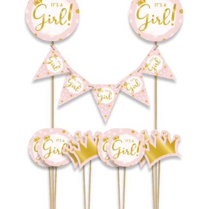 Geboorte Taarttopper Meisje 30cm van Paper Dreams koop je bij Partywinkel