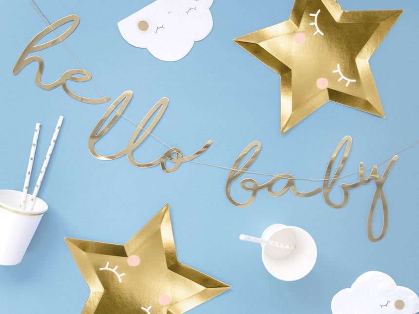 Geboorteslinger Hello Baby Goud 70cm van Partydeco koop je bij Partywinkel