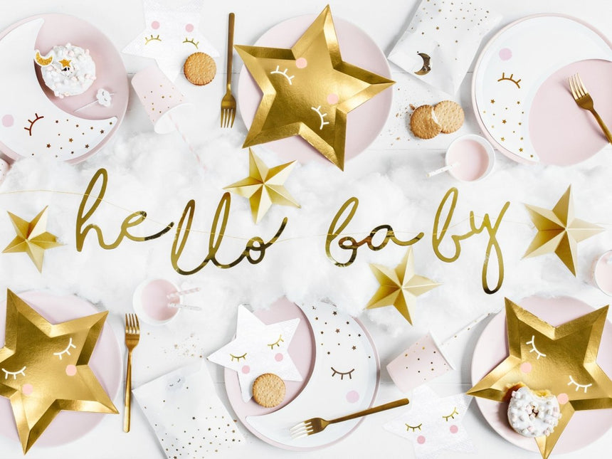Geboorteslinger Hello Baby Goud 70cm van Partydeco koop je bij Partywinkel