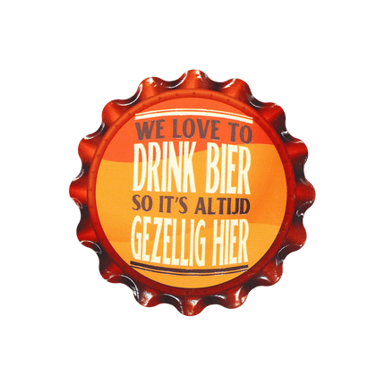 Geel Rode Onderzetters We Love To Drink Beer 11cm van Paper Dreams koop je bij Partywinkel