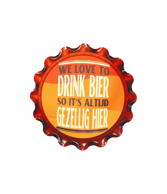 Geel Rode Onderzetters We Love To Drink Beer 11cm van Paper Dreams koop je bij Partywinkel