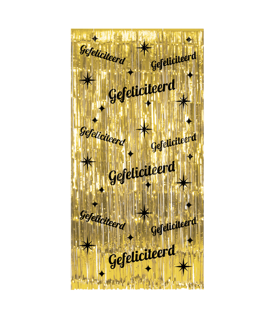 Gefeliciteerd Deurgordijn Goud 2m van Paper Dreams koop je bij Partywinkel