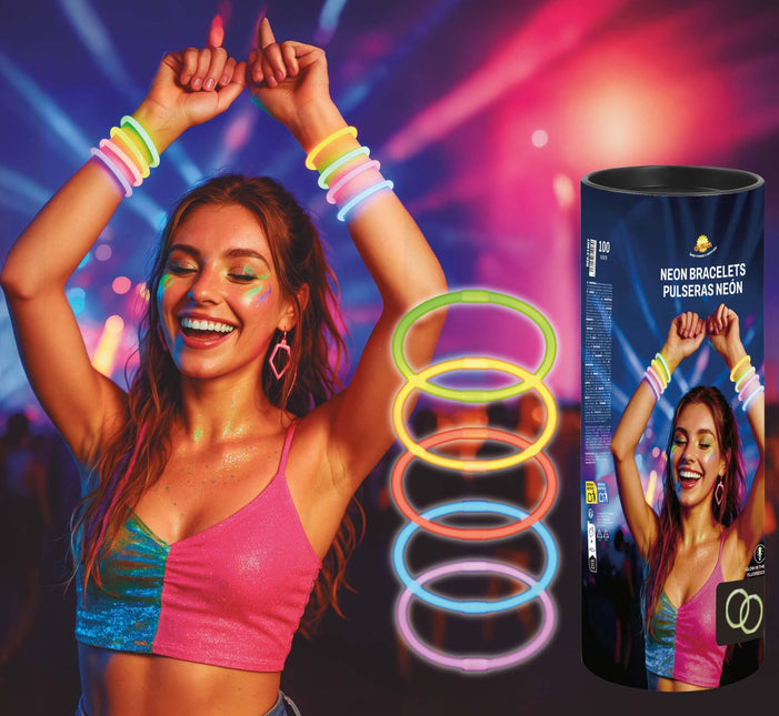 Gekleurde Armband Glow In The Dark 100st van Fiestas Guirca koop je bij Partywinkel