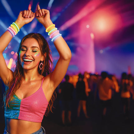 Gekleurde Armband Glow In The Dark 50st van Fiestas Guirca koop je bij Partywinkel