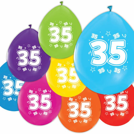 Gekleurde Ballonnen 35 Jaar 30cm 8st van WeFiesta koop je bij Partywinkel