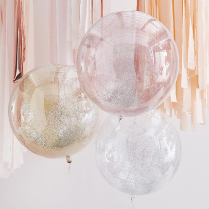 Gekleurde Ballonnen Metallic Glitter 45cm 3st van Ginger Ray koop je bij Partywinkel