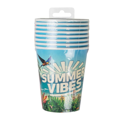 Gekleurde Bekers Summer Vibes 7,5cm 8st van Paper Dreams koop je bij Partywinkel