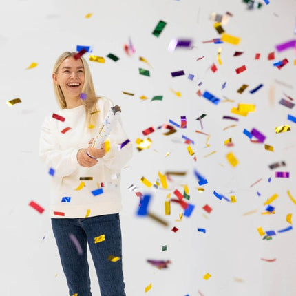 Gekleurde Confetti Kanon Folie 60cm van Riethmueller koop je bij Partywinkel