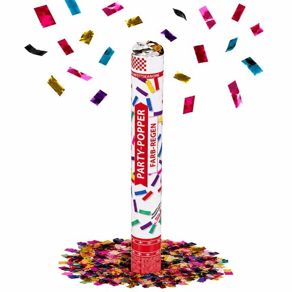 Gekleurde Confetti Kanon Metallic 40cm van VDV Benefit koop je bij Partywinkel