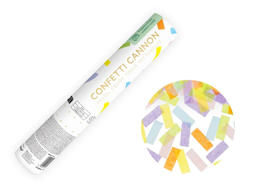 Gekleurde Confetti Kanon Pastel 20cm van Partydeco koop je bij Partywinkel