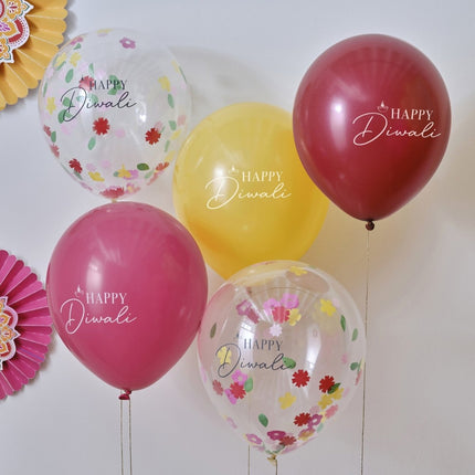 Gekleurde Diwali Ballonnen 30cm 5st van Ginger Ray koop je bij Partywinkel