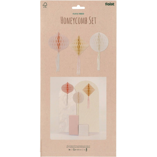 Gekleurde Honeycombs Pastel 30cm 3st van Folat koop je bij Partywinkel