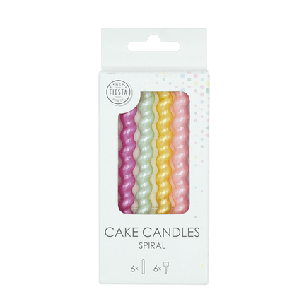 Gekleurde Kaarsen Spiraalvorm 8cm 6st van WeFiesta koop je bij Partywinkel