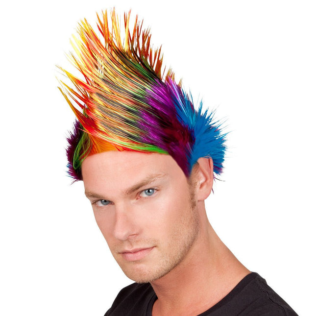 Gekleurde Pruik Spiky Mike van Boland koop je bij Partywinkel