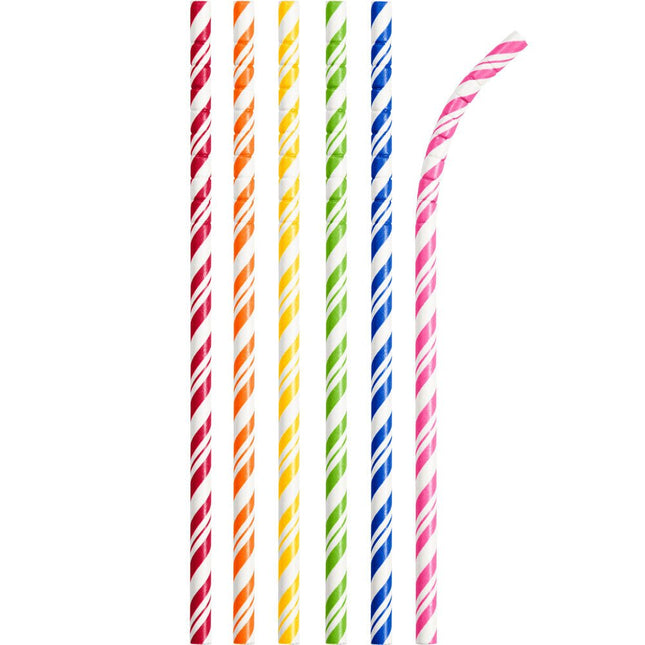 Gekleurde Rietjes Gestreept 24st van Creative Converting koop je bij Partywinkel
