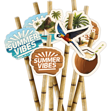 Gekleurde Rietjes Summer Vibes 8st van Paper Dreams koop je bij Partywinkel