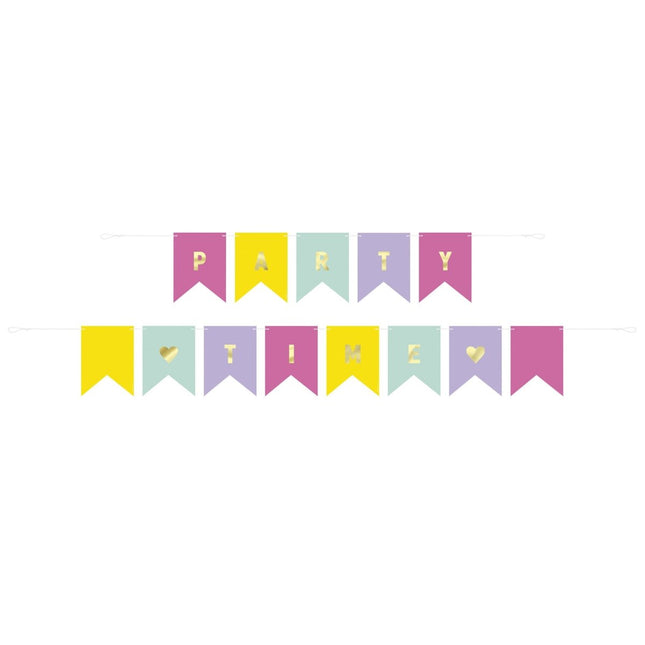 Gekleurde Slinger Party Time Diy 2,13m van Unique koop je bij Partywinkel