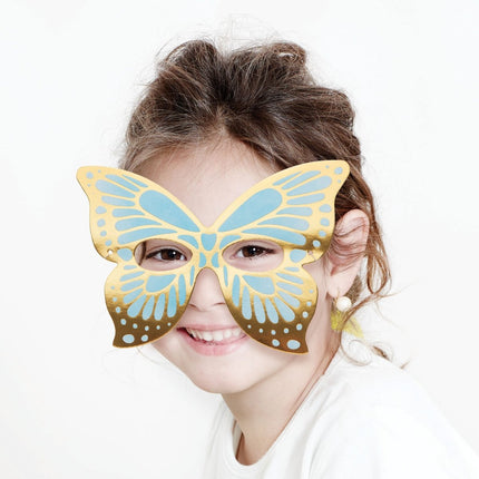 Gekleurde Vlinder Maskers 19cm 8st van Creative Converting koop je bij Partywinkel