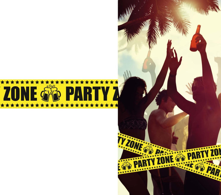 Gele Afzetlint Party Zone 6m van Fiestas Guirca koop je bij Partywinkel