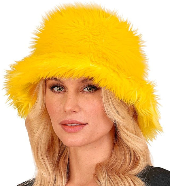 Gele Bucket Hat Pluche van Widmann koop je bij Partywinkel
