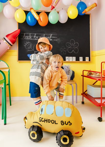 Gele Helium Ballon Schoolbus Leeg 66cm van Partydeco koop je bij Partywinkel