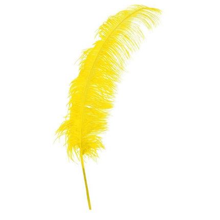 Gele Struisvogelveren 50cm 12st van Fiestas Guirca koop je bij Partywinkel