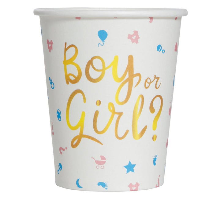 Gender Reveal Bekers 200ml 6st van Fiestas Guirca koop je bij Partywinkel