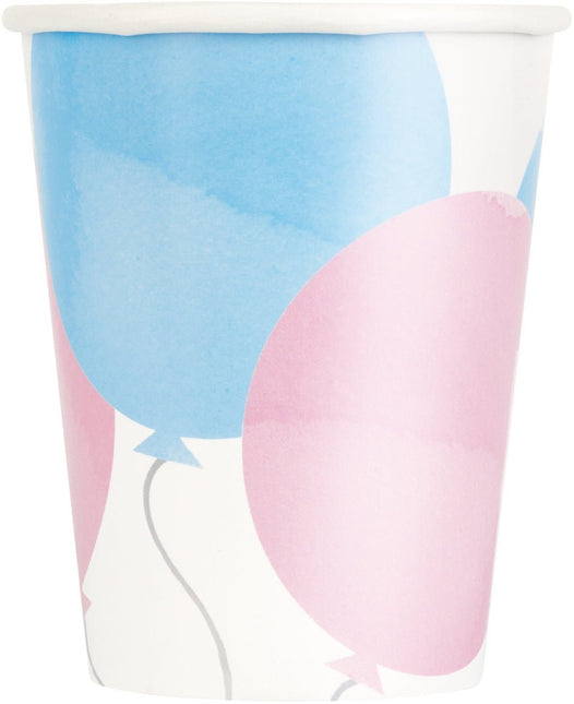 Gender Reveal Bekers Papier 266ml 8st van Unique koop je bij Partywinkel