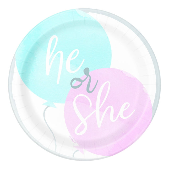 Gender Reveal Borden 17cm 8st van Unique koop je bij Partywinkel
