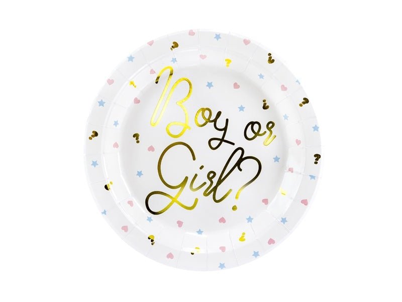 Gender Reveal Borden 23cm 6st van Partydeco koop je bij Partywinkel