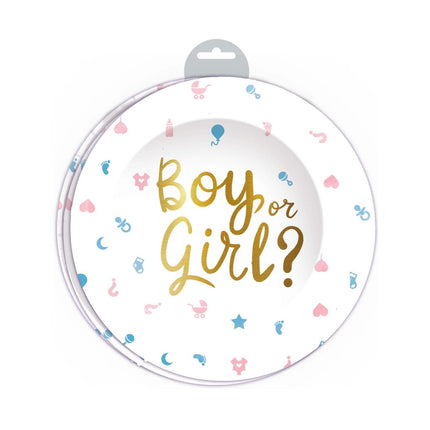 Gender Reveal Borden Boy Or Girl 23cm 6st van Fiestas Guirca koop je bij Partywinkel