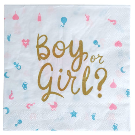 Gender Reveal Servetten 33cm 12st van Fiestas Guirca koop je bij Partywinkel