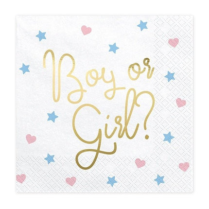 Gender Reveal Servetten Boy Or Girl 33cm 20st van Partydeco koop je bij Partywinkel